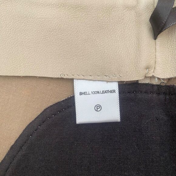 Monika Chiang Real Leather Skirt Women Size L Beige Business Casual Knee Length - Picture 9 of 10